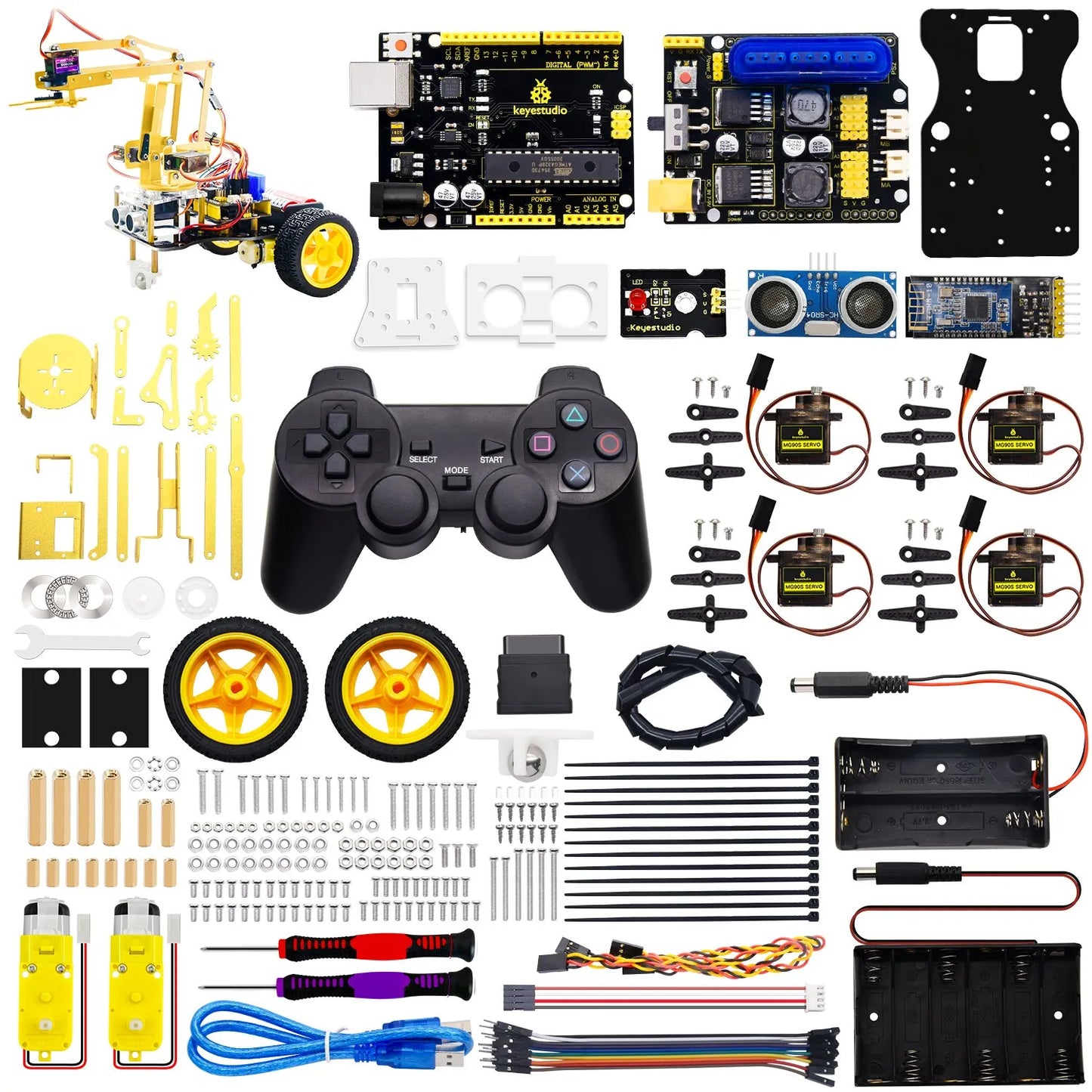 Keyestudio - 4DOF Mechanical Arm Robot Car 4DOF 機械臂機器人汽車學習入門套裝