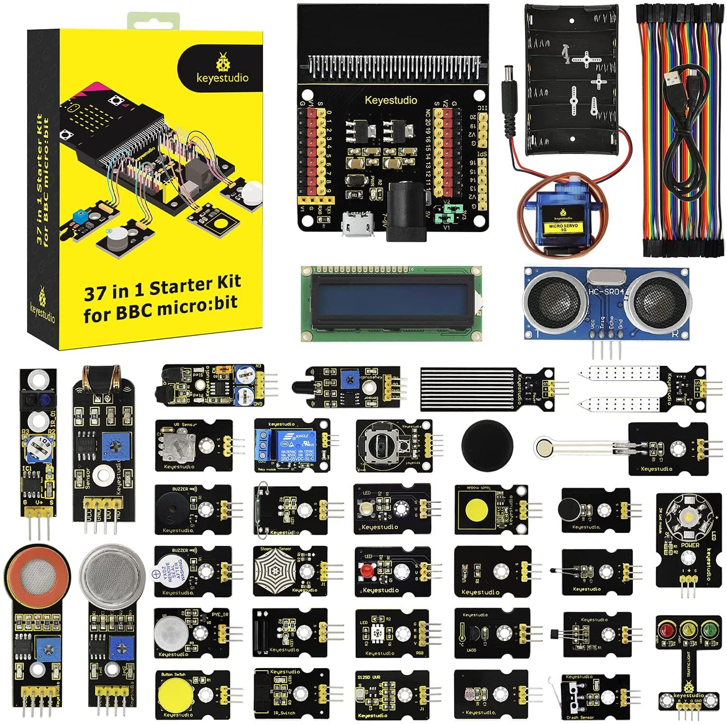 Keyestudio 37 in 1 Sensor Starter Kit for BBC Micro:Bit (No Micro:Bit Board)