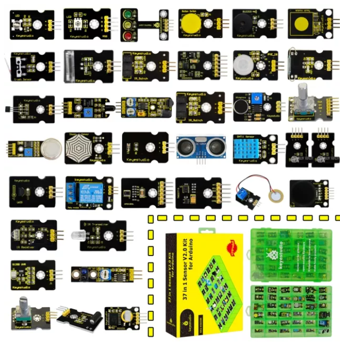 Keyestudio - Sensor Starter V2.0 Kit 37 in 1 Box Sensor Kit for Arduino Sensor Kit (No Board)