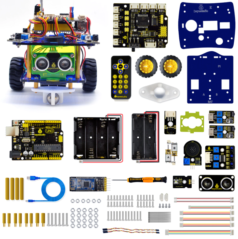 Keyestudio - Desktop Mini Bluetooth Smart Robot Car Kit V3.0 for Arduino Robot STEM/Support Mixly blocks coding
