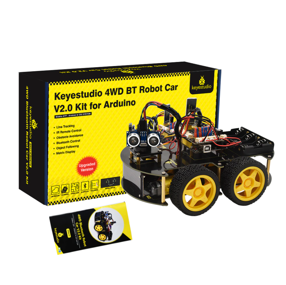 Keyestudio - 4WD Multi BT Robot Car Kit Upgraded V2.0 W/LED Display for Arduino Robot Stem EDU /Programming Robot Car/DIY Kit