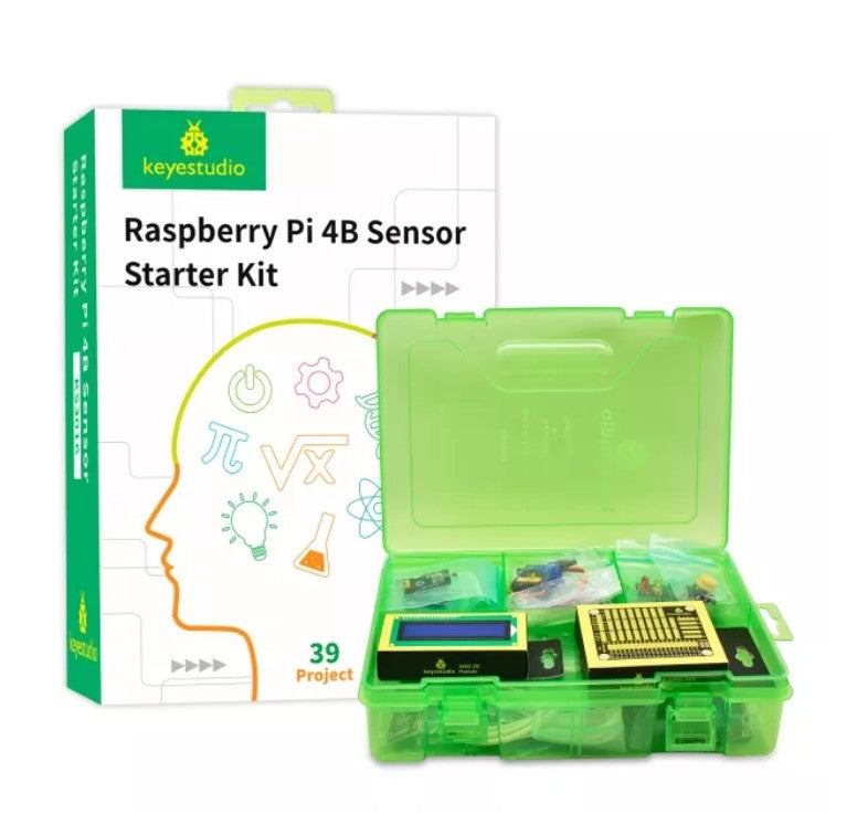 Keyestudio - Raspberry Pi Kit Sensor Starter Module Kit For Raspberry Pi4B DIY Electronic Kit Python Programming Kit(NO RPI Board)